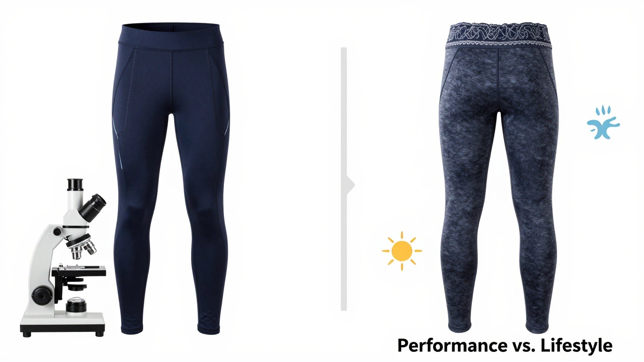 Side-by-side comparison of sportswear and activewear fabric details