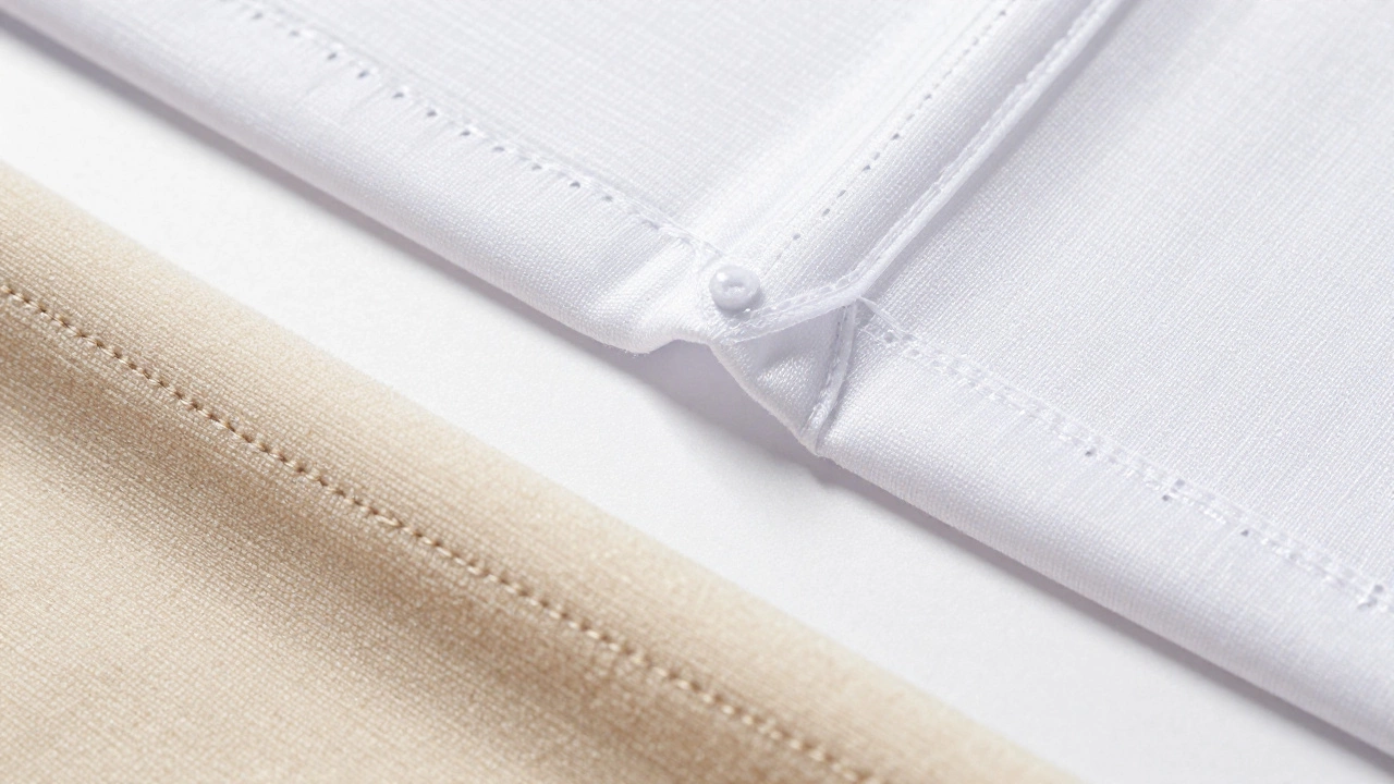 Macro shot comparing synthetic sportswear fabric with soft activewear material