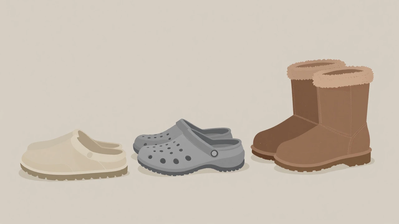 Three styles of supportive slippers displayed on a neutral background